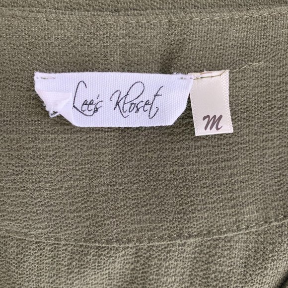 Lee's Closet Medium Blouse Khaki Green - Picture 5 of 6
